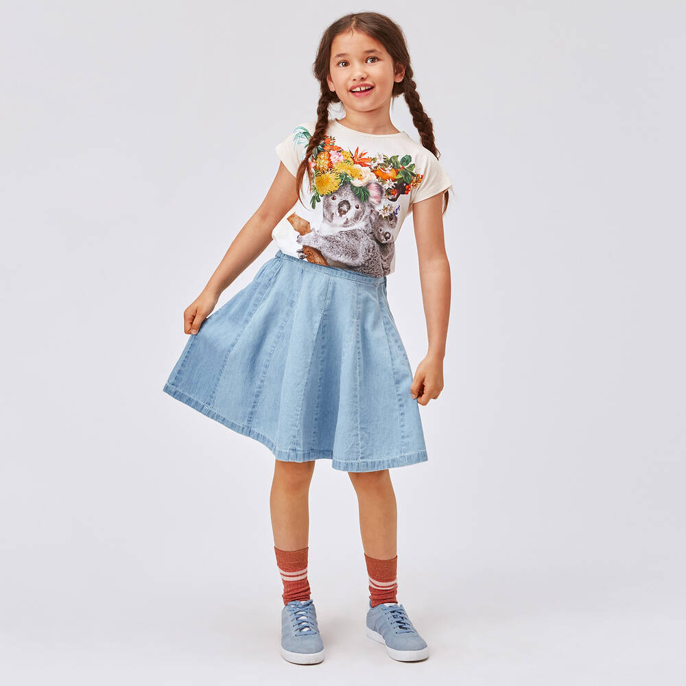 Molo-Голубая юбка из хлопкового шамбре | Childrensalon Outlet