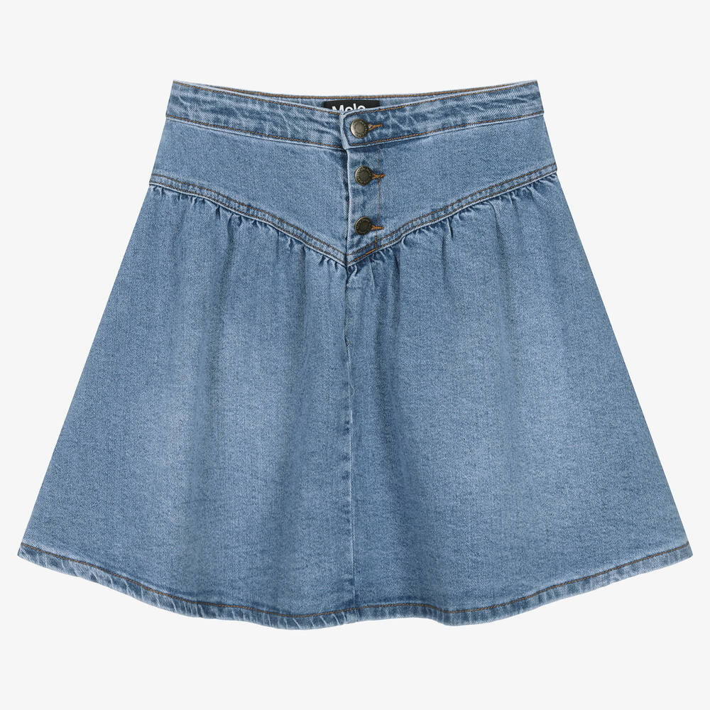 Molo - Teen Girls Blue Denim Skater Skirt | Childrensalon