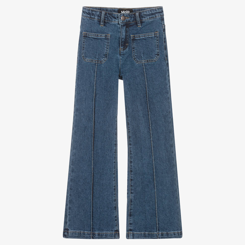 Molo - Teen Girls Blue Denim Wide Leg Jeans | Childrensalon