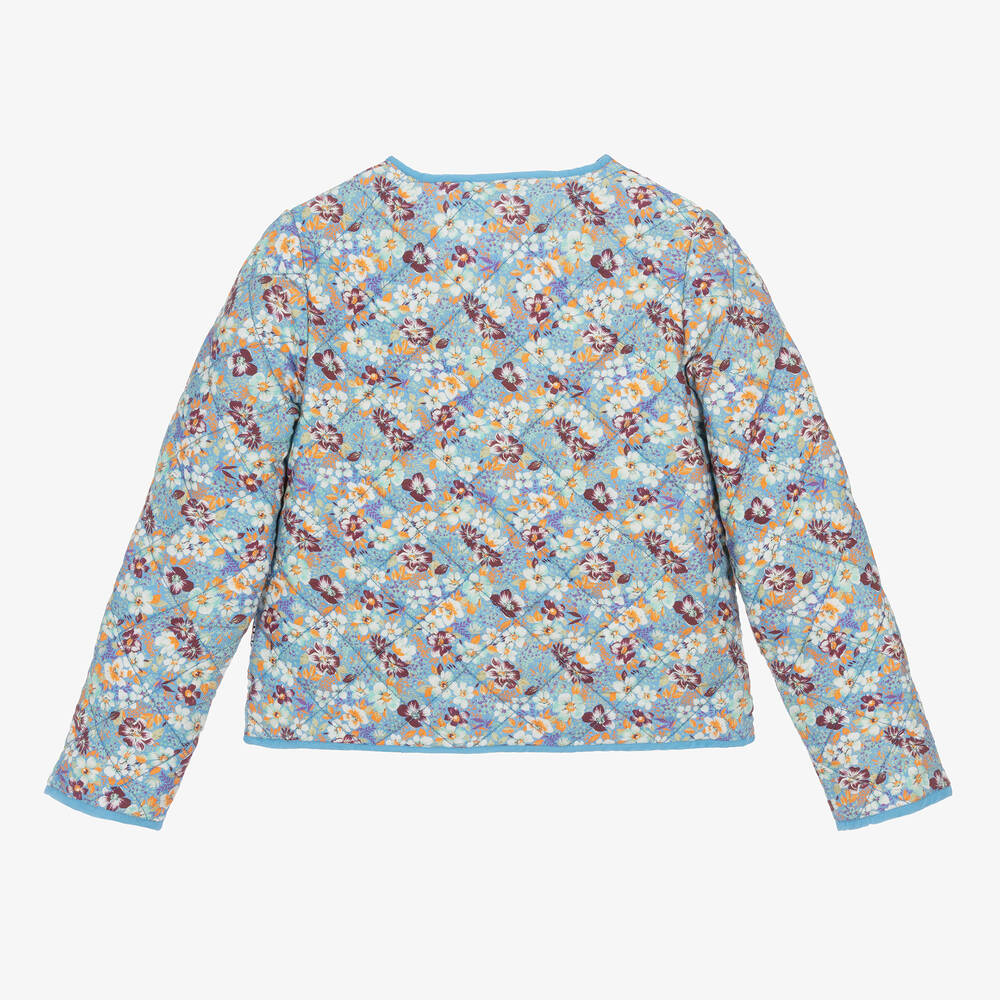 Molo-Teen Girls Blue Floral Cotton Jacket | Childrensalon Outlet