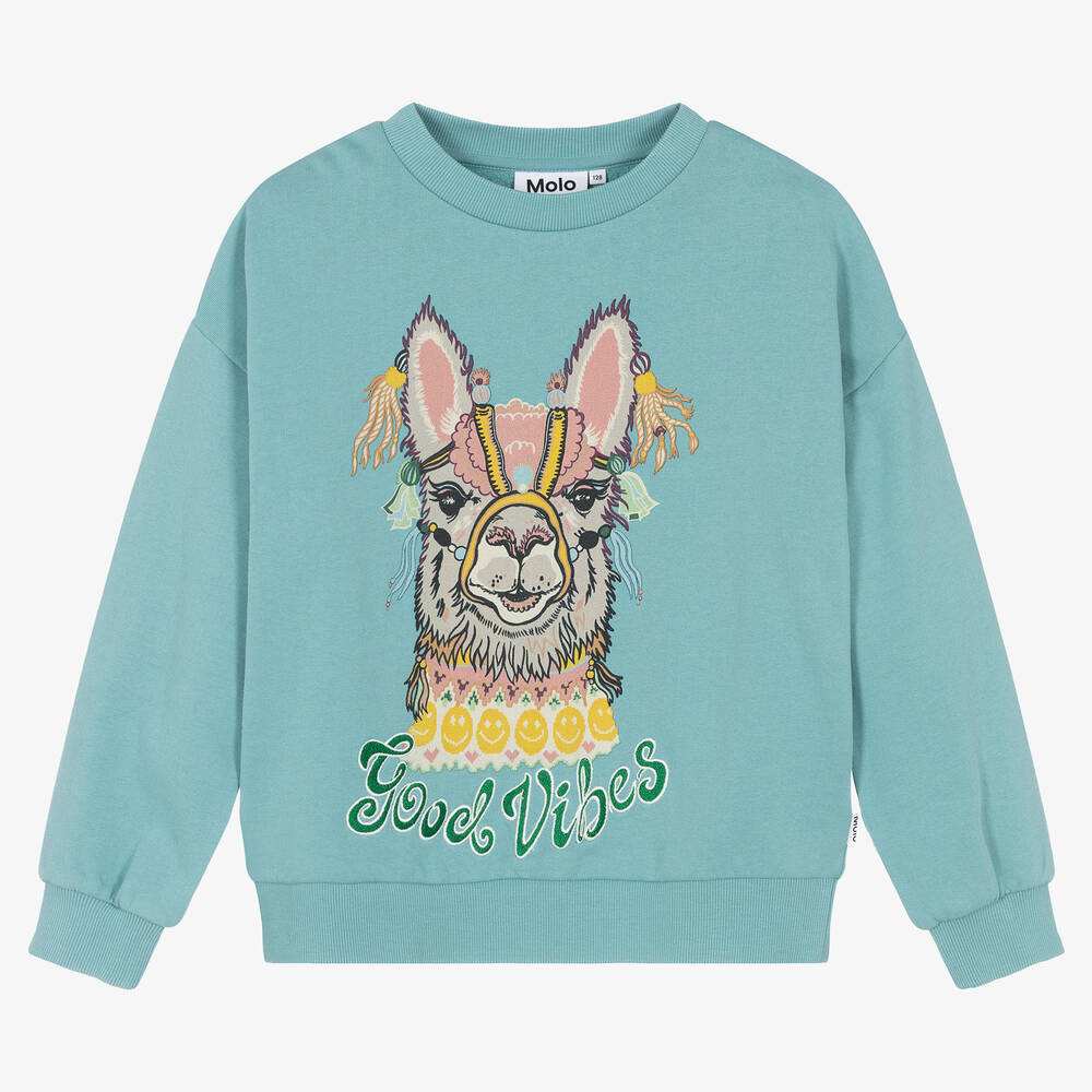 Molo - Blaues Teen Lama-Sweatshirt | Childrensalon