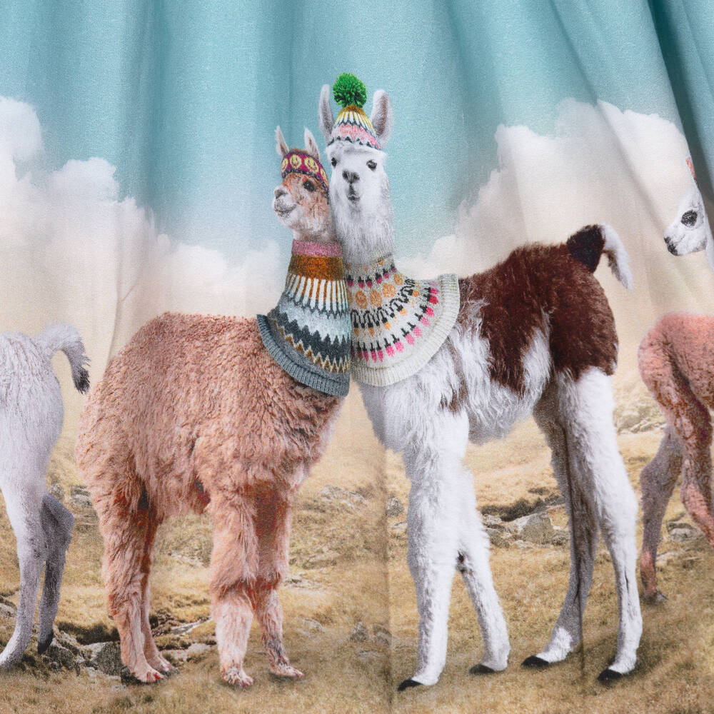 Molo-Голубое платье из органического хлопка с ламами | Childrensalon Outlet