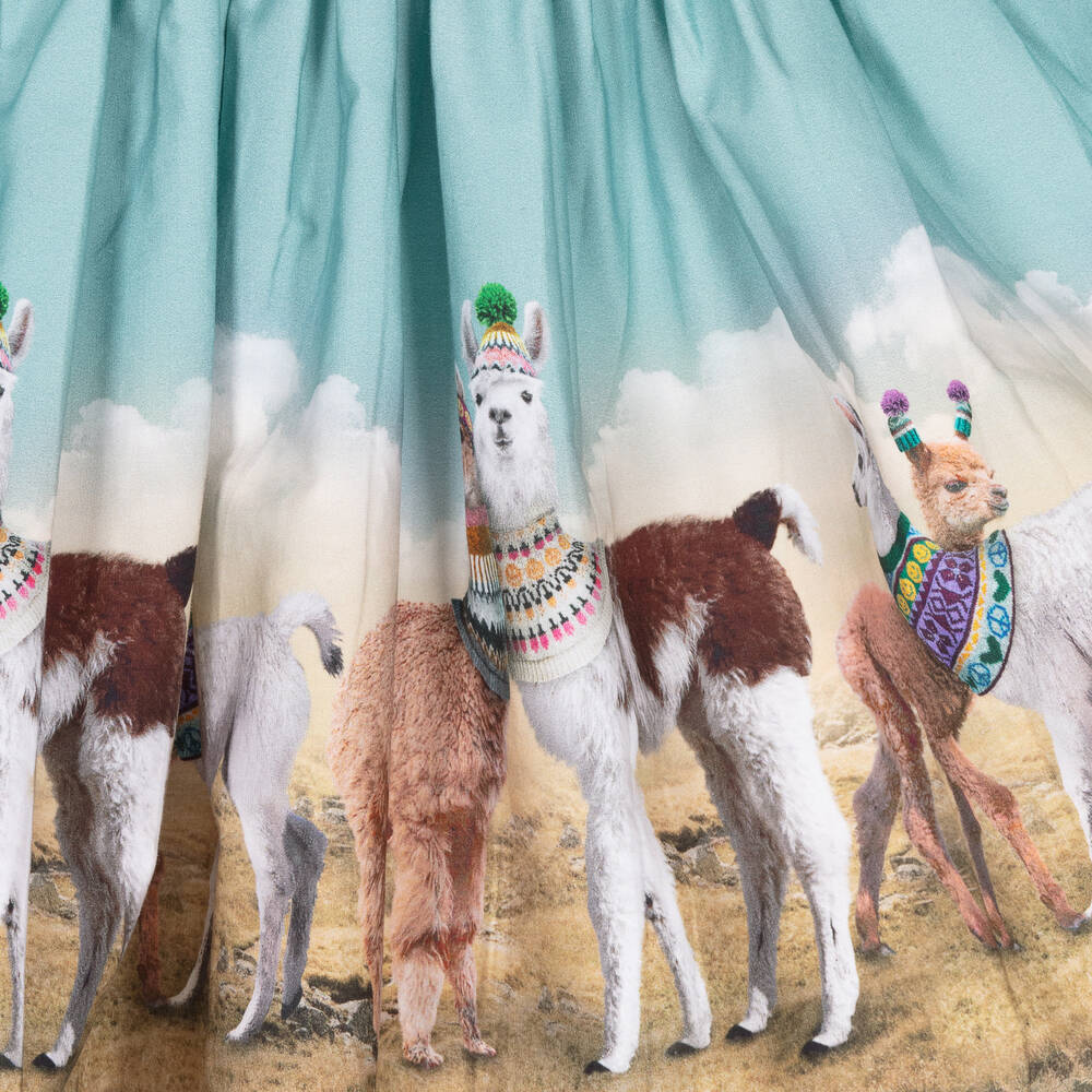 Molo-Голубая юбка из органического хлопка с ламами | Childrensalon Outlet