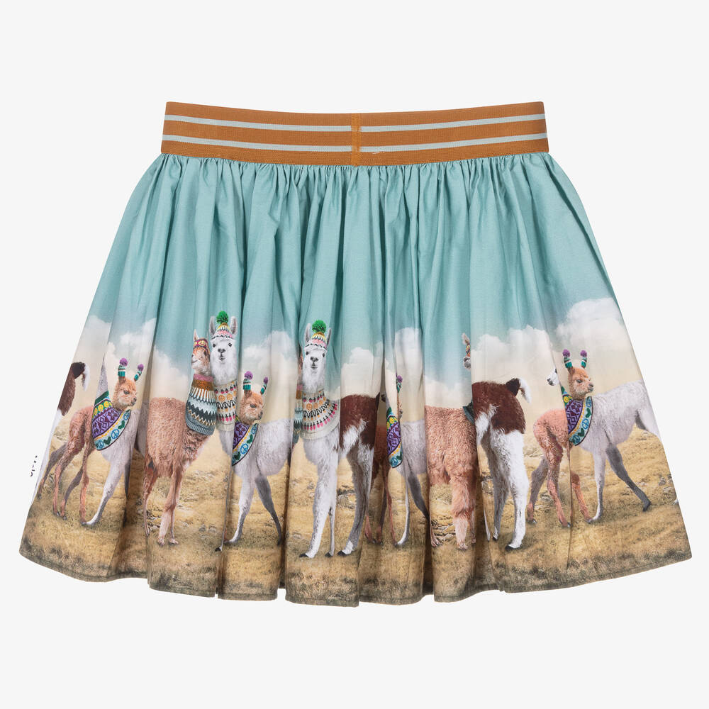 Molo-Голубая юбка из органического хлопка с ламами | Childrensalon Outlet
