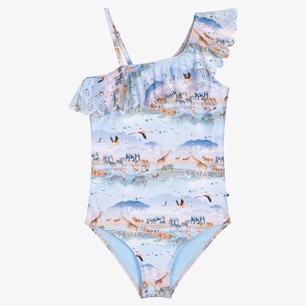 Molo - Teen Girls Blue Savanna Swimsuit (UPF50+) | Childrensalon