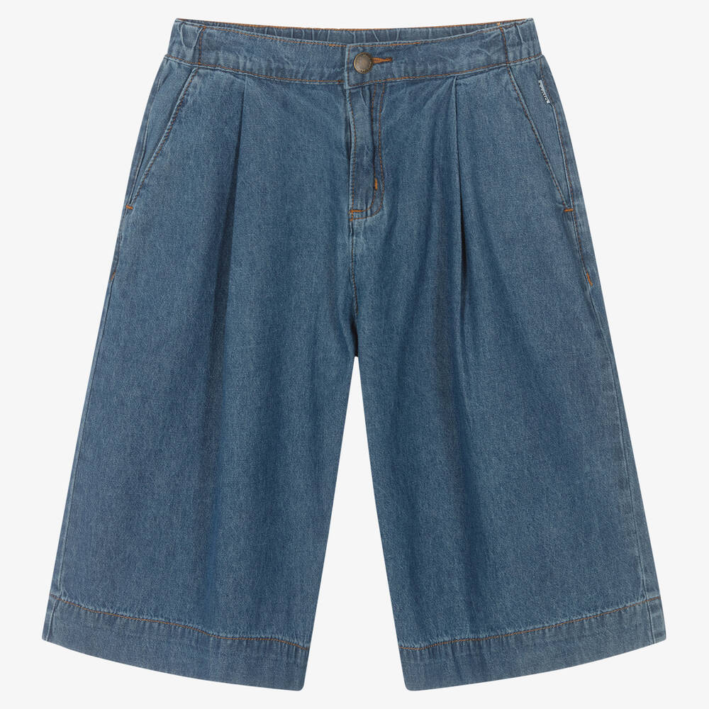 Molo - Teen Girls Blue Wide Leg Chambray Shorts | Childrensalon