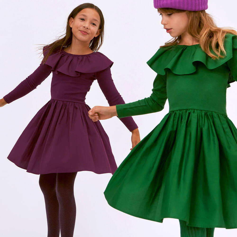 Molo-Teen Girls Dark Green Organic Cotton Dress | Childrensalon Outlet