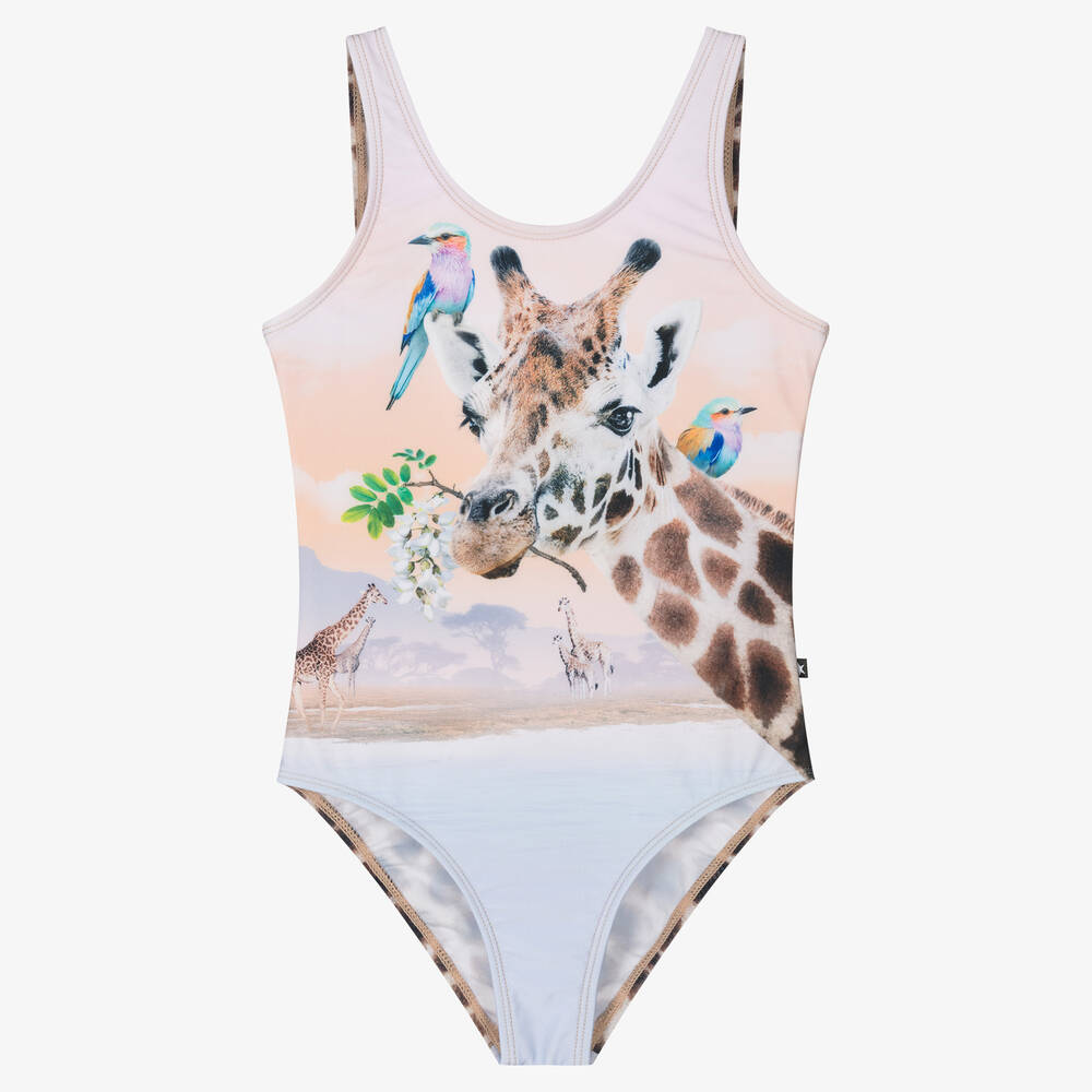 Molo - Teen Girls Giraffe Print Swimsuit (UPF50+) | Childrensalon