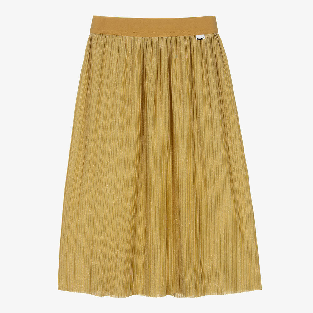 Molo - Teen Girls Gold Sparkly Pleated Skirt | Childrensalon