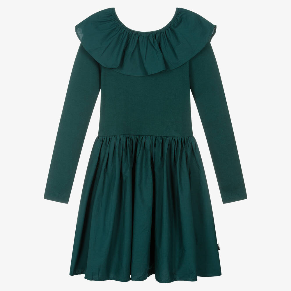 Molo - Зеленое хлопковое платье для девочек-подростков | Childrensalon