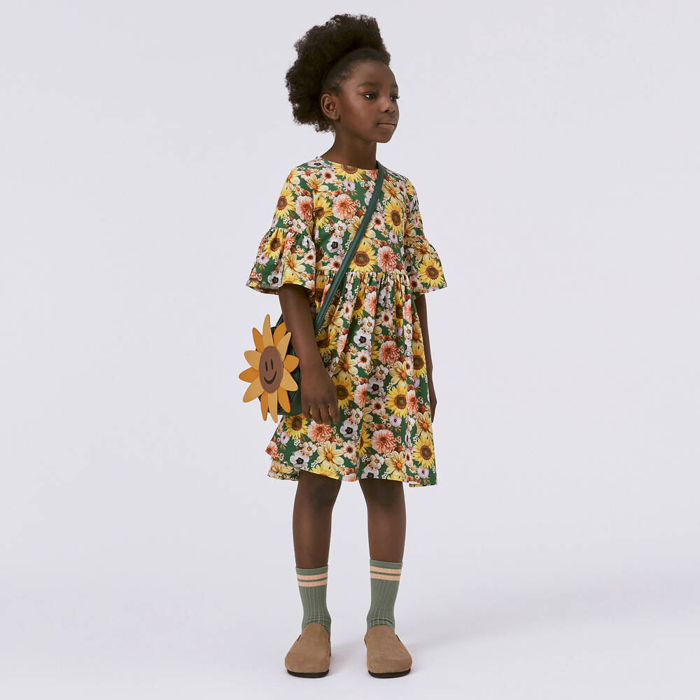 Molo Teen Girls Green Cotton Floral Dress Childrensalon Outlet