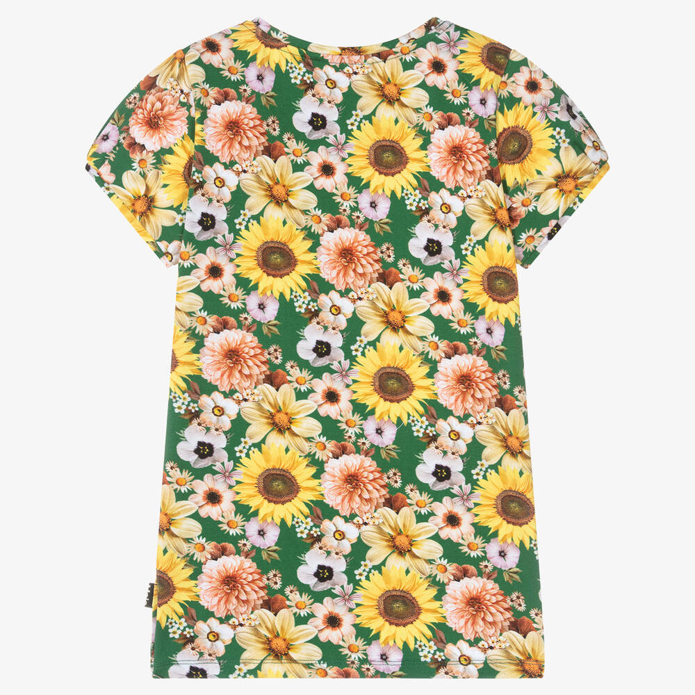 Molo-Teen Girls Green Cotton Floral T-Shirt | Childrensalon Outlet