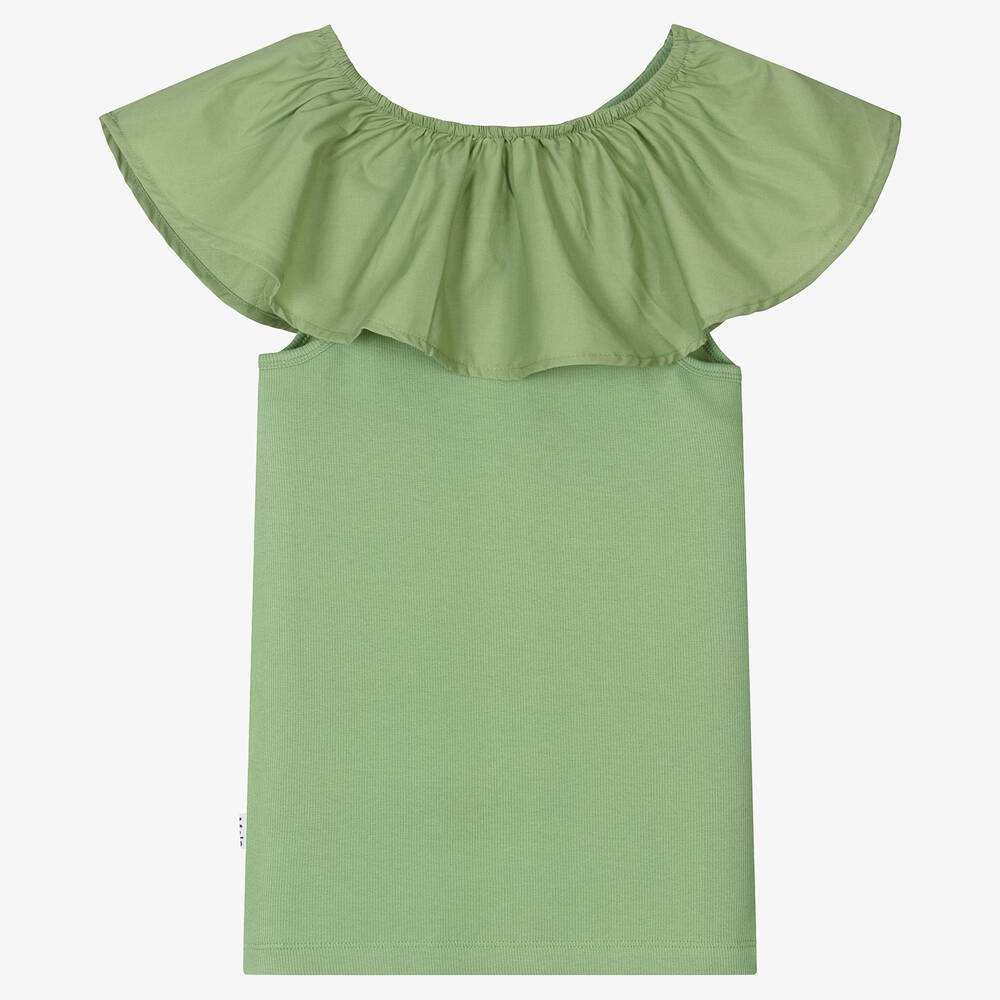 Molo-Зеленый хлопковый топ с оборкой | Childrensalon Outlet