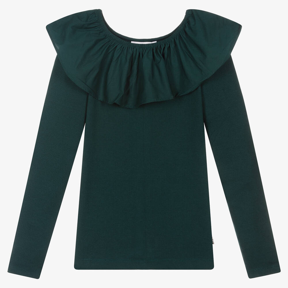 Molo - Teen Girls Green Cotton Top | Childrensalon