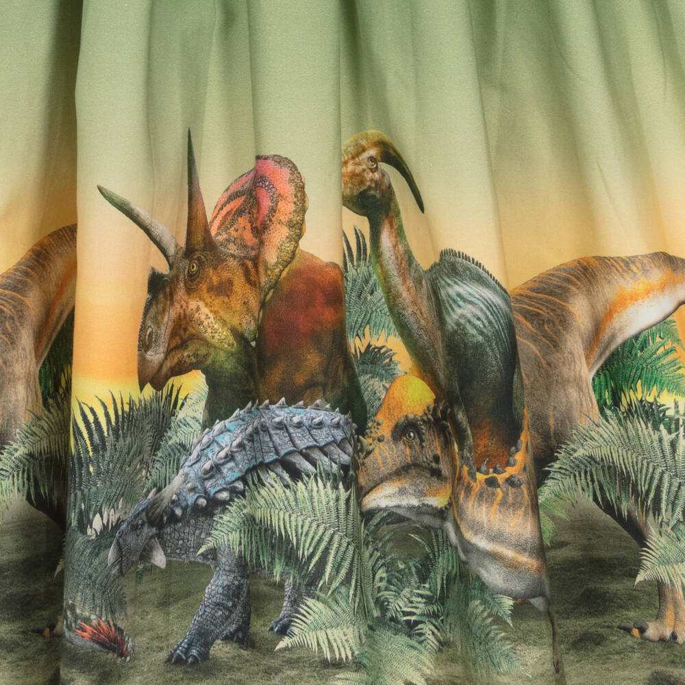 Molo-Зеленое платье из органического хлопка с динозаврами | Childrensalon Outlet