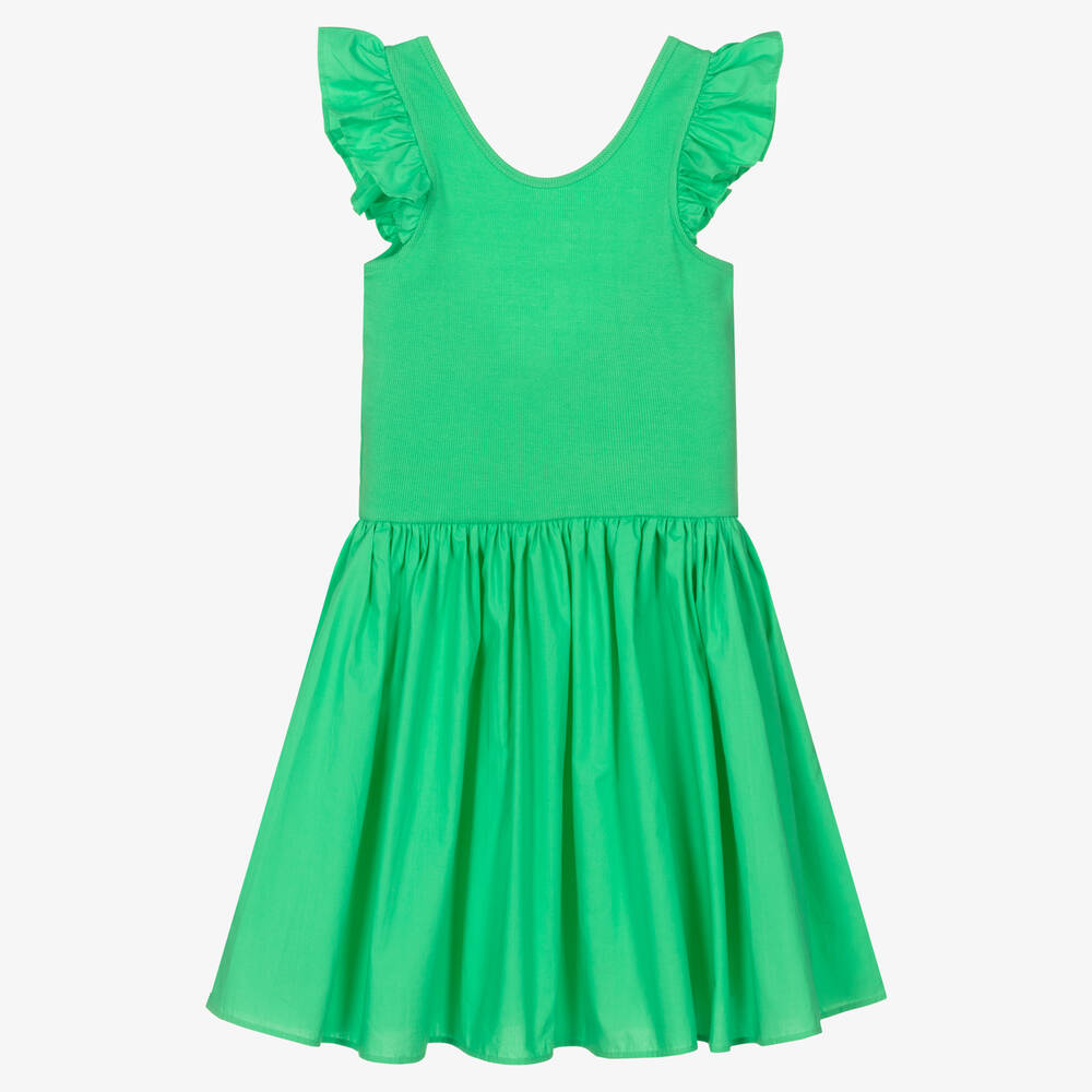 Molo - Teen Girls Green Organic Cotton Dress | Childrensalon