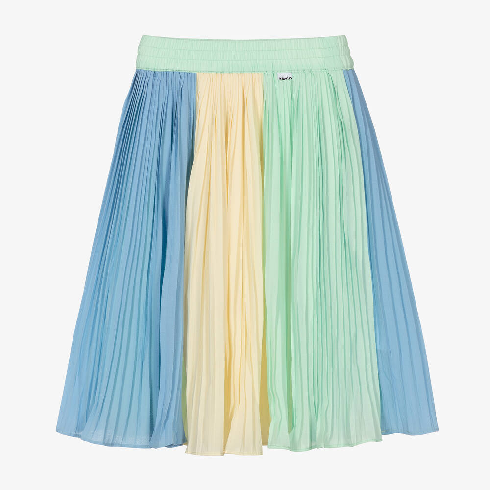 Molo - Teen Girls Green Stripe Pleated Skirt | Childrensalon