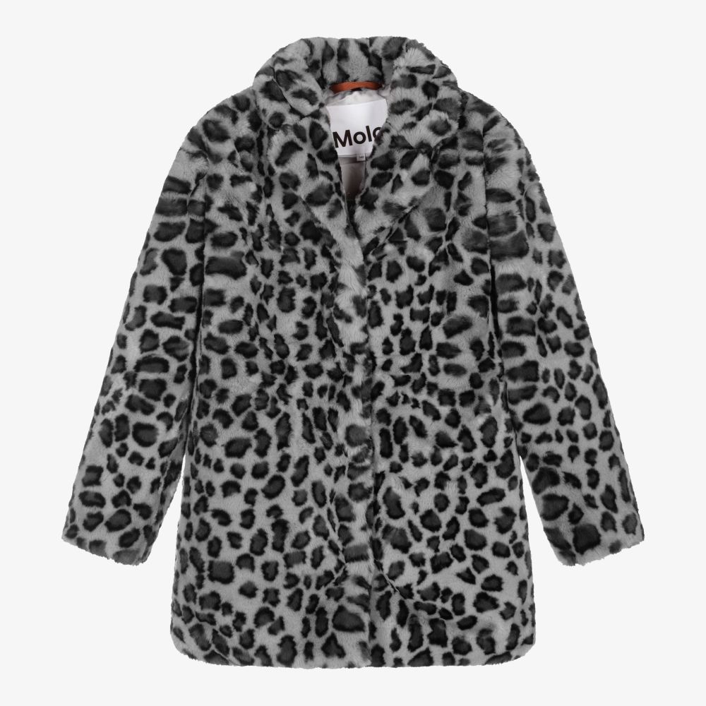 Molo - Teen Girls Grey Faux Fur Coat | Childrensalon