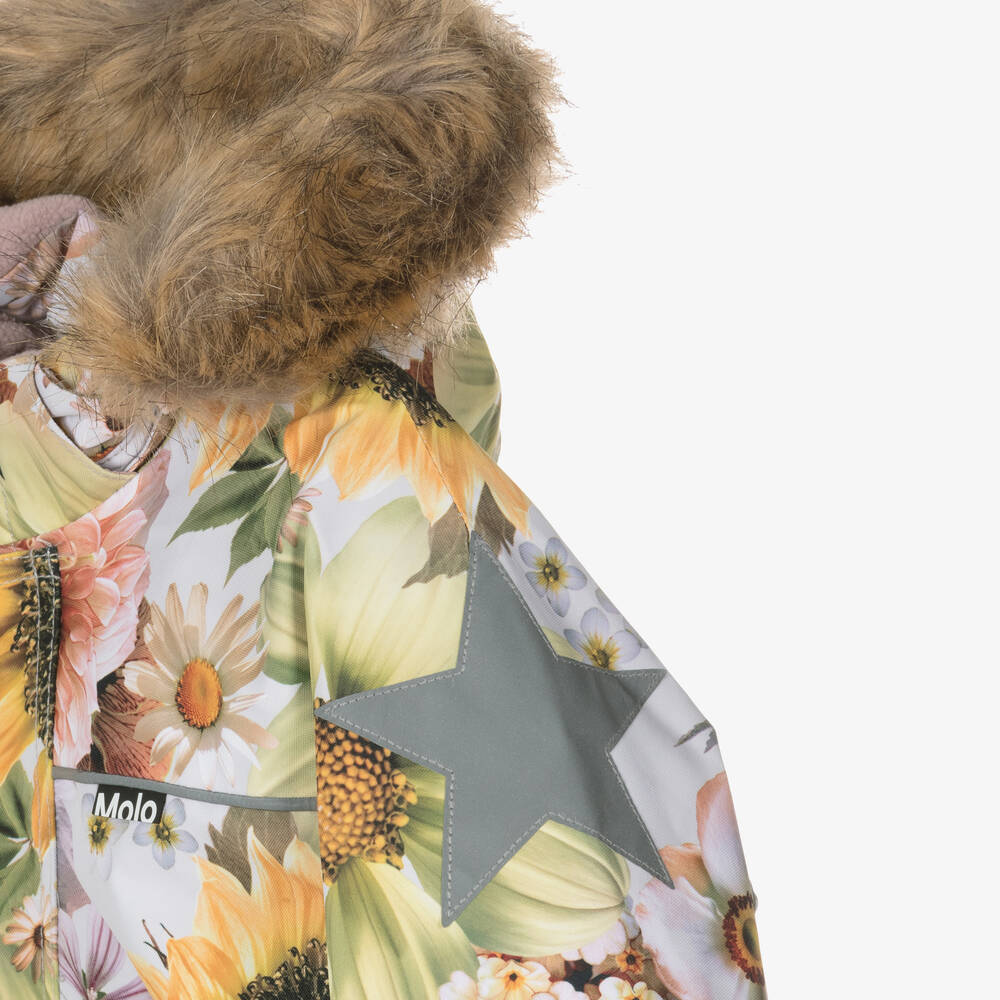 Molo-Teen Girls Grey & Pink Floral Snowsuit | Childrensalon Outlet