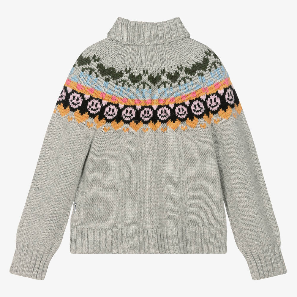 Molo-Teen Girls Grey Wool Roll Neck Sweater | Childrensalon Outlet