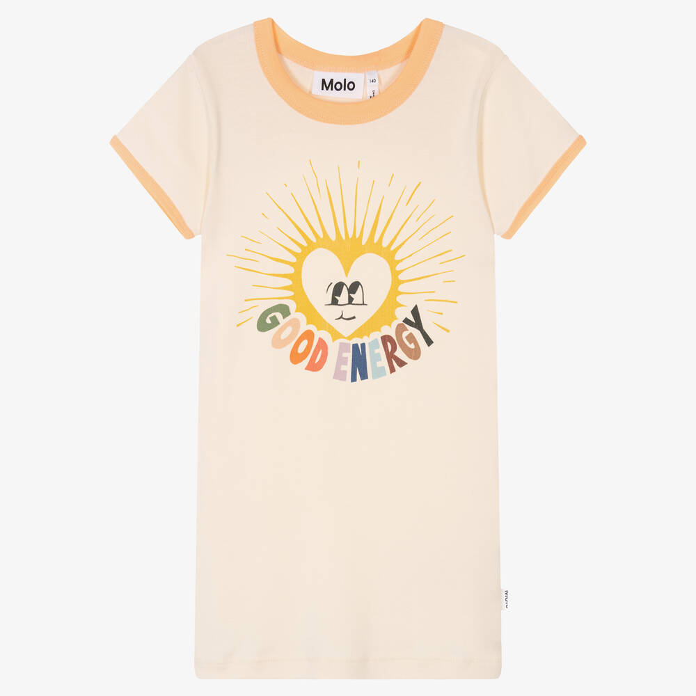Molo - Teen Girls Ivory Cotton Heart T-Shirt  | Childrensalon