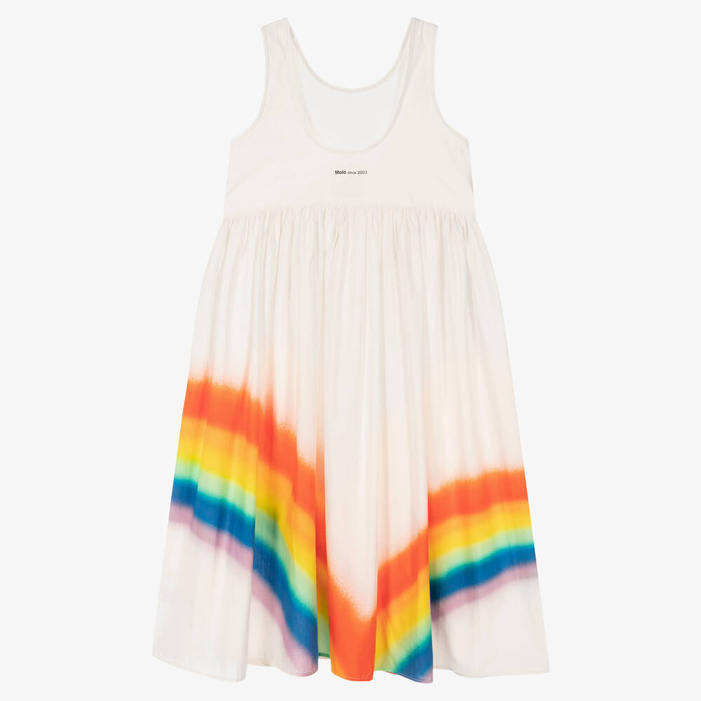 Molo-فستان تينز بناتي قطن عضوي بوبلين لون عاجي | Childrensalon Outlet