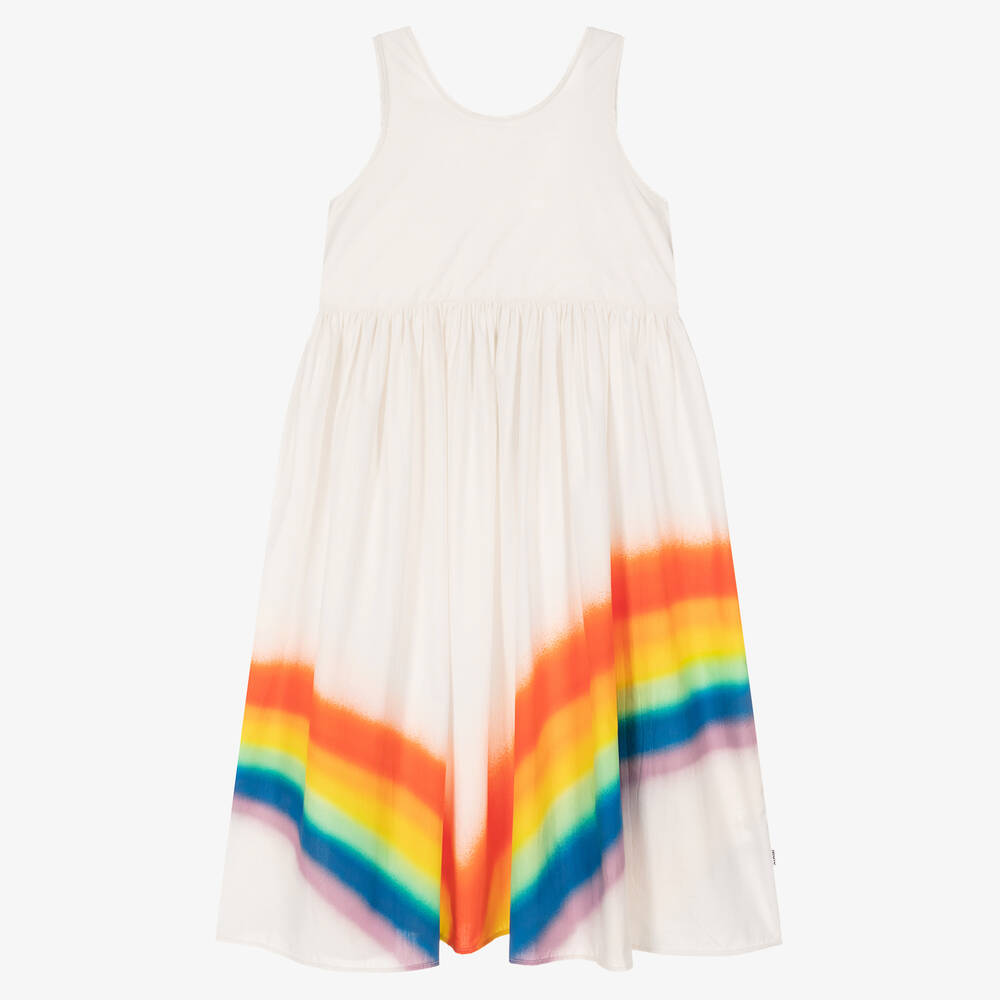 Molo - Teen Girls Ivory Cotton Rainbow Dress | Childrensalon