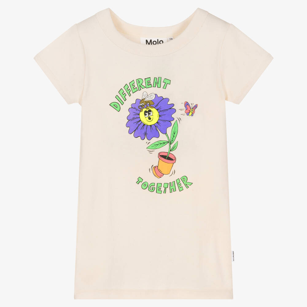 Molo - Teen Girls Ivory Cotton T-Shirt | Childrensalon