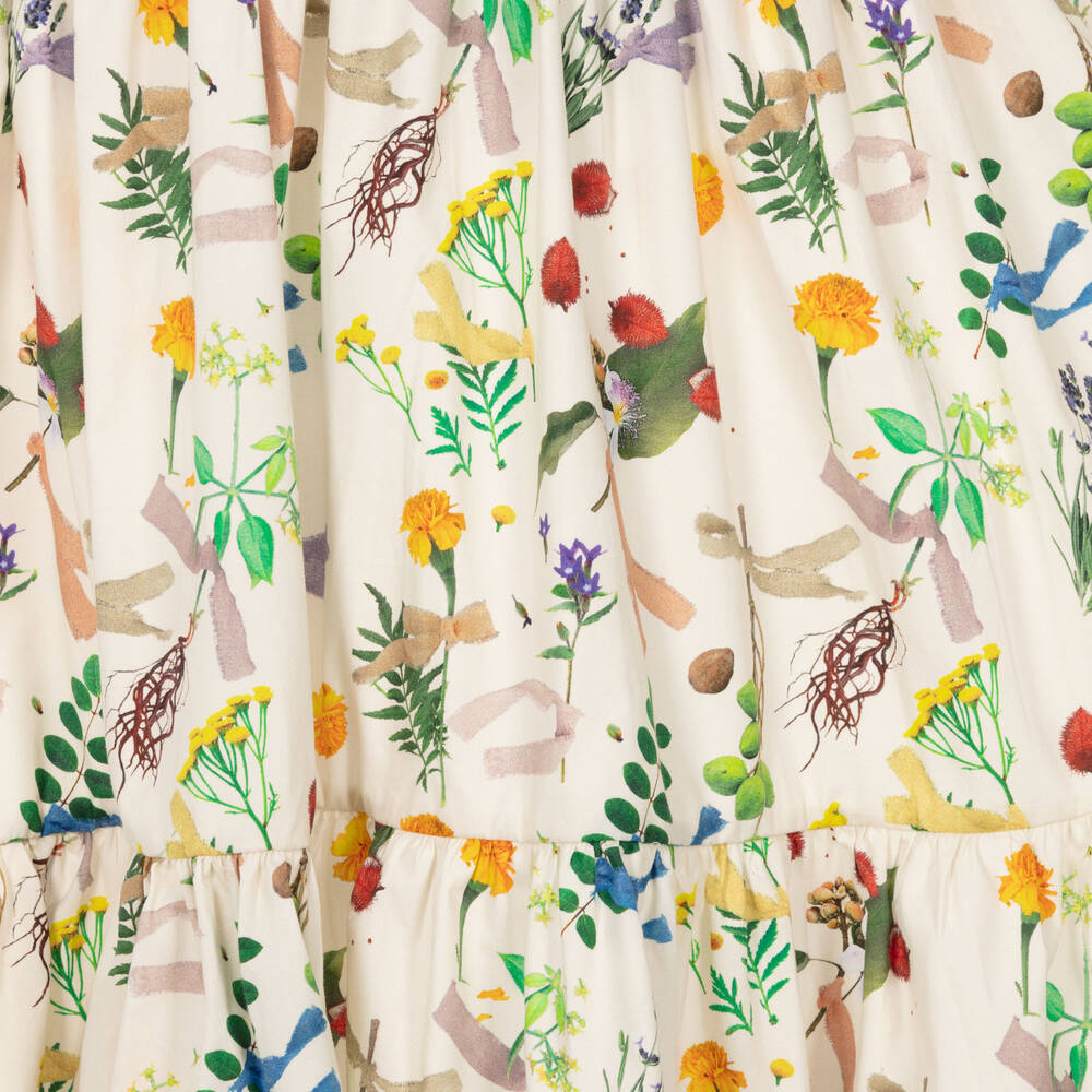 Molo-فستان قطن عضوي جيرسي لون عاجي بطبعة ورود | Childrensalon Outlet