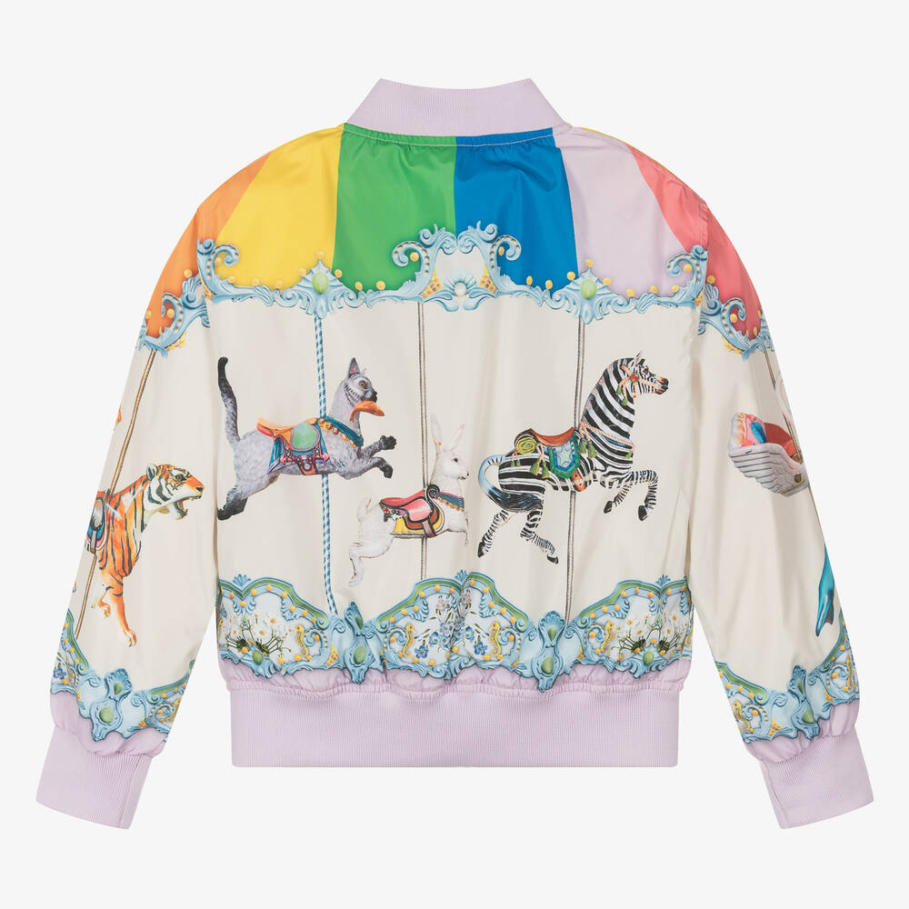 Molo Teen Girls Ivory Purple Bomber Jacket