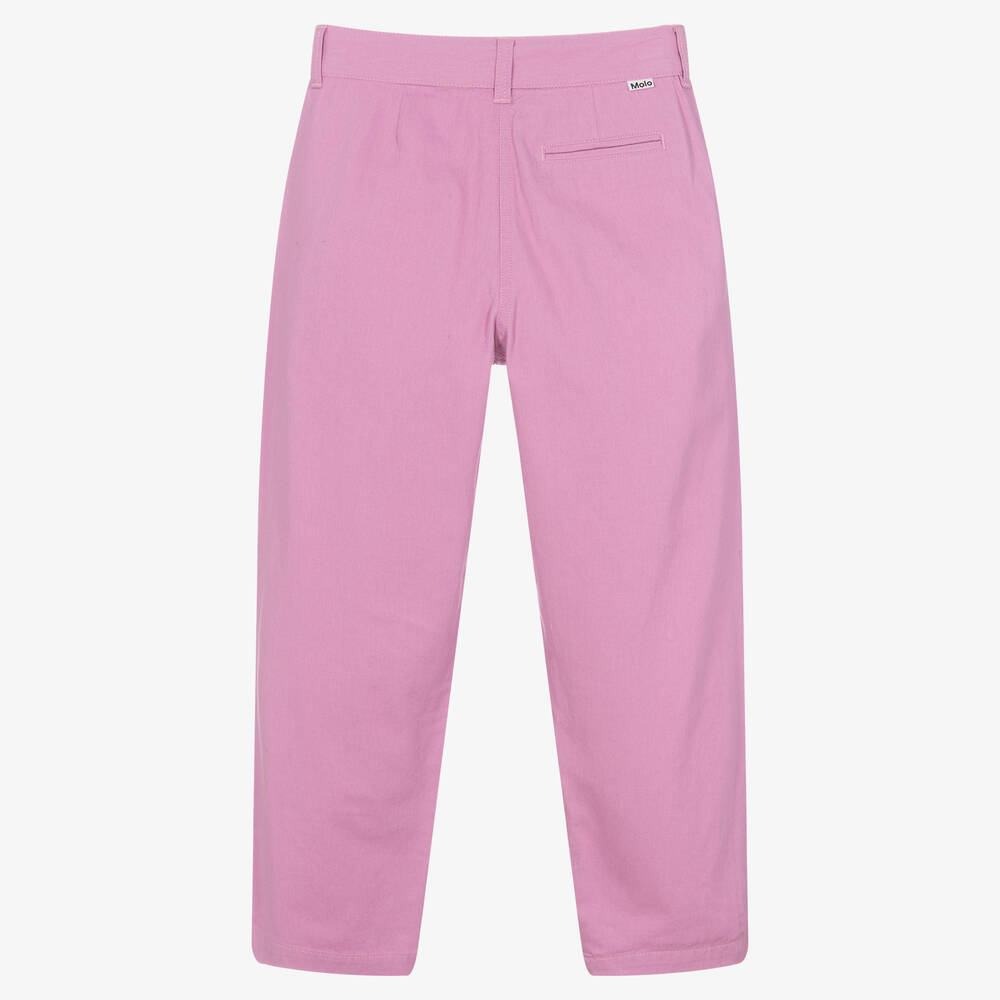 Molo-بنطلون تينز بناتي قطن تويل لون زهري | Childrensalon Outlet