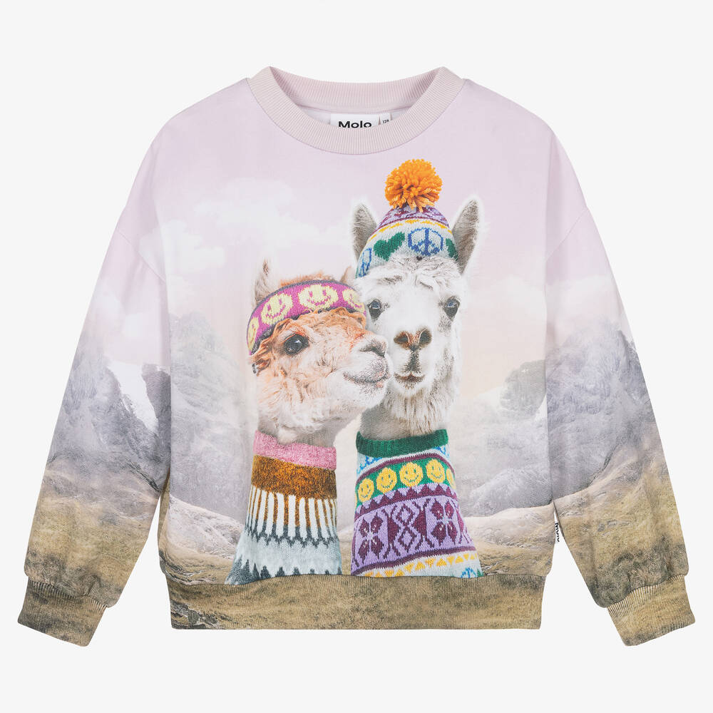 Molo - Teen Girls Lilac Purple Llama Sweatshirt | Childrensalon