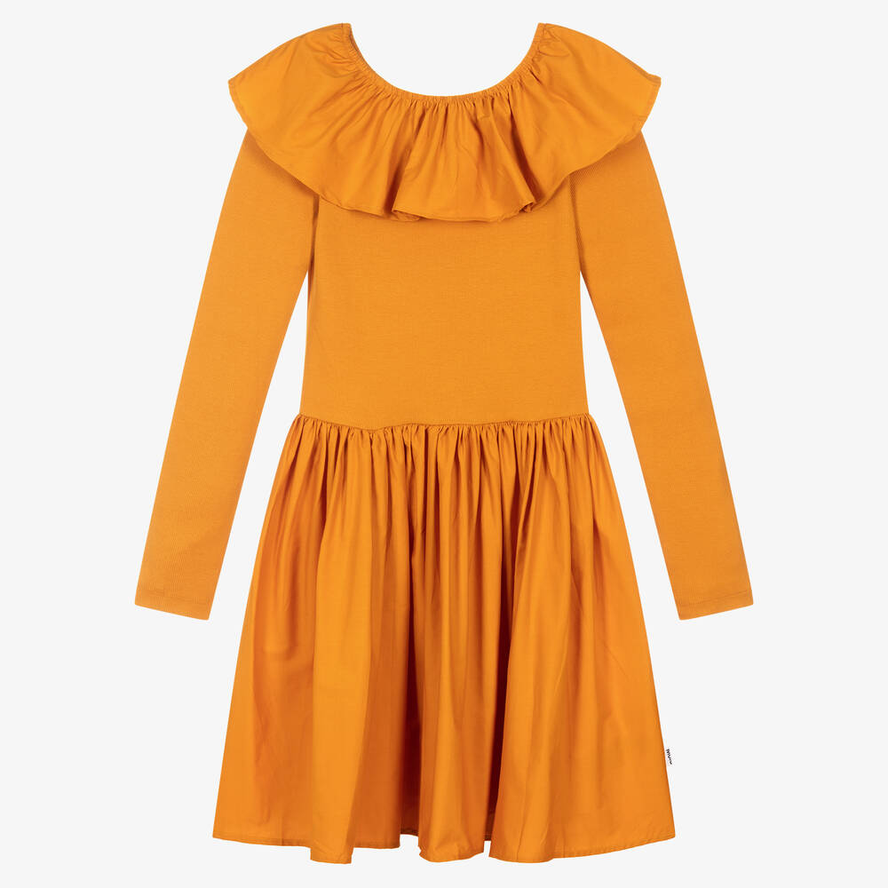 Molo - فستان تينز قطن عضوي لون برتقالي داكن | Childrensalon