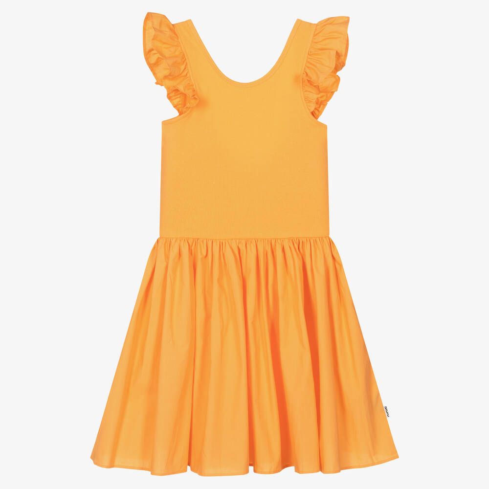 Molo - فستان تينز بناتي قطن عضوي جيرسي لون برتقالي | Childrensalon