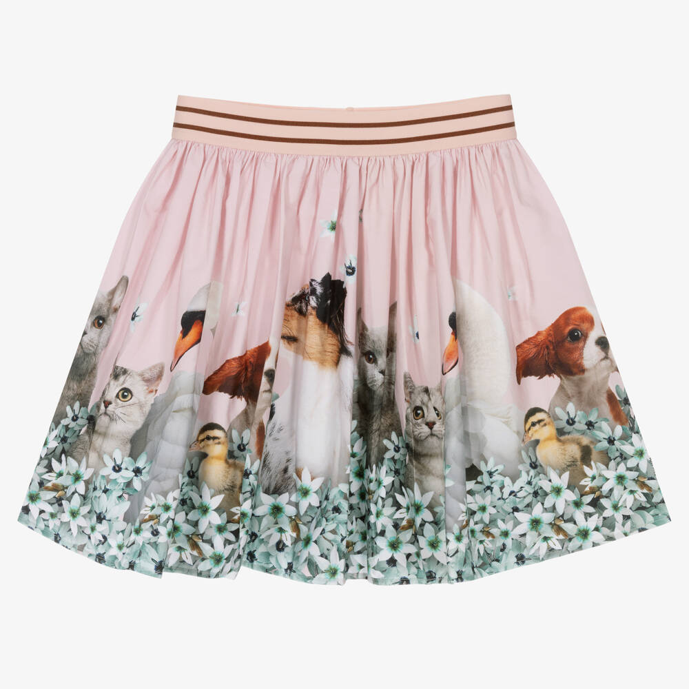 Molo-Teen Girls Pink Animals Cotton Skirt | Childrensalon Outlet