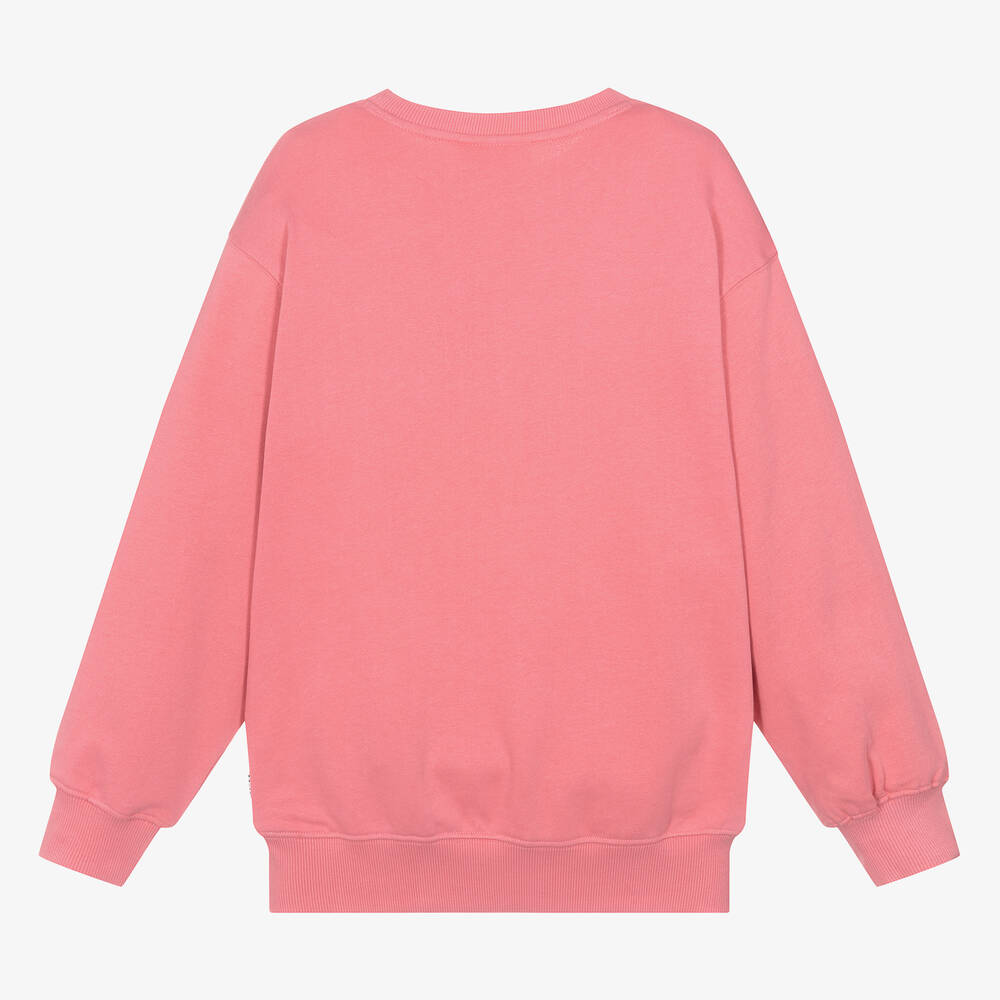 Molo Teen Girls Pink Cat Cotton Sweatshirt Childrensalon Outlet