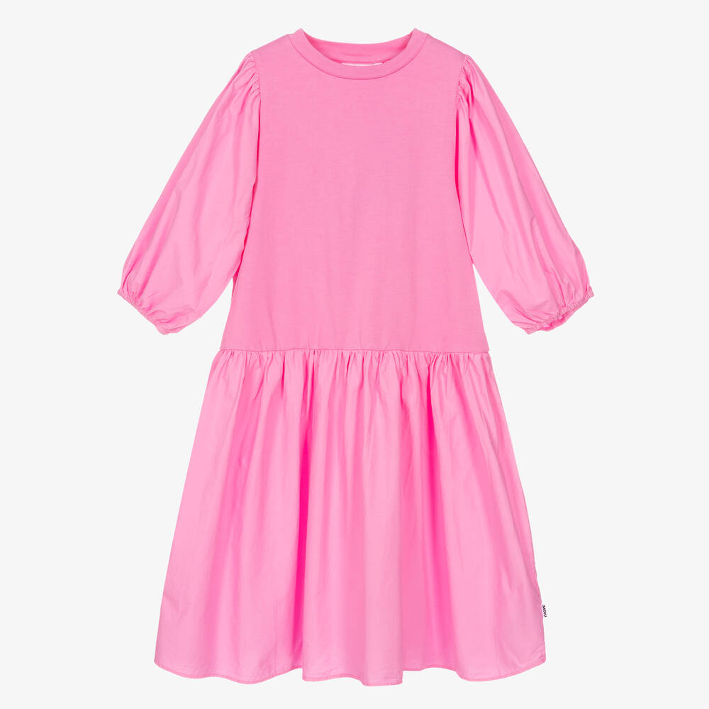 Molo - Robe mi-longue rose en coton ado | Childrensalon