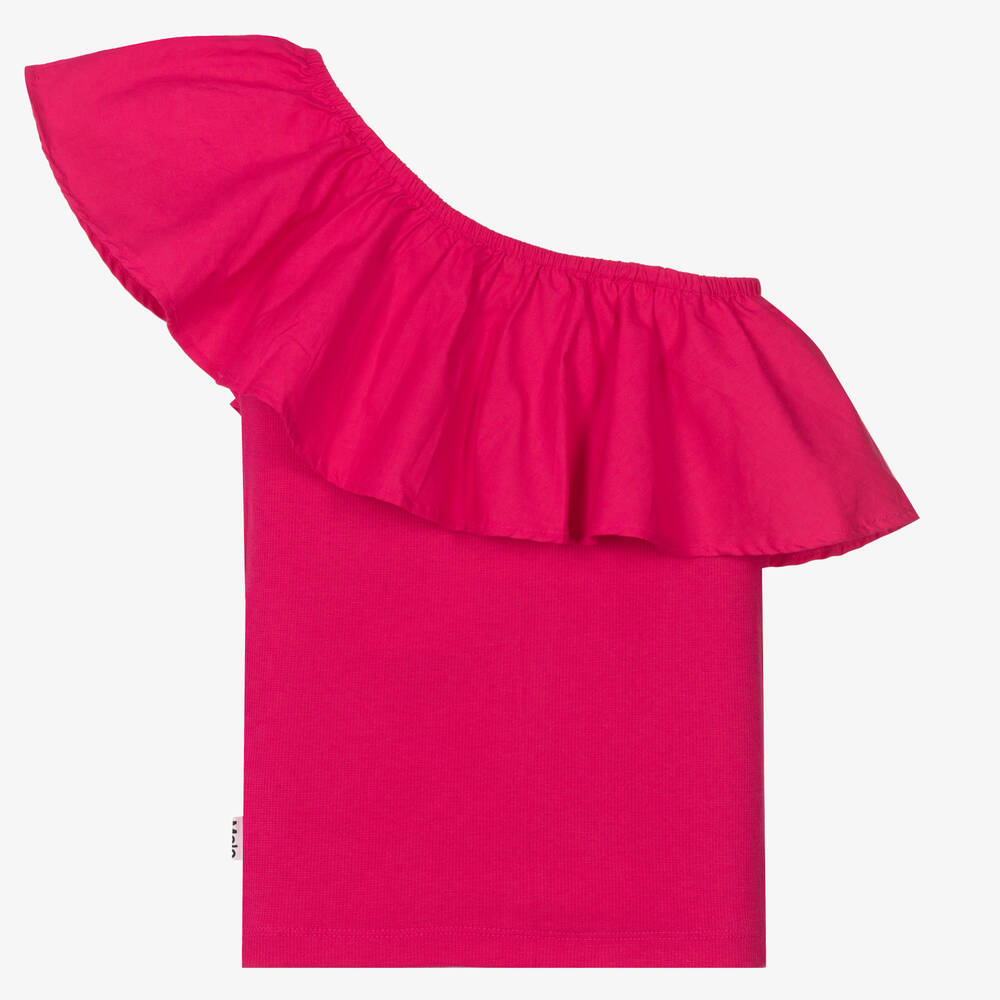Molo-Розовый хлопковый топ с оборкой | Childrensalon Outlet