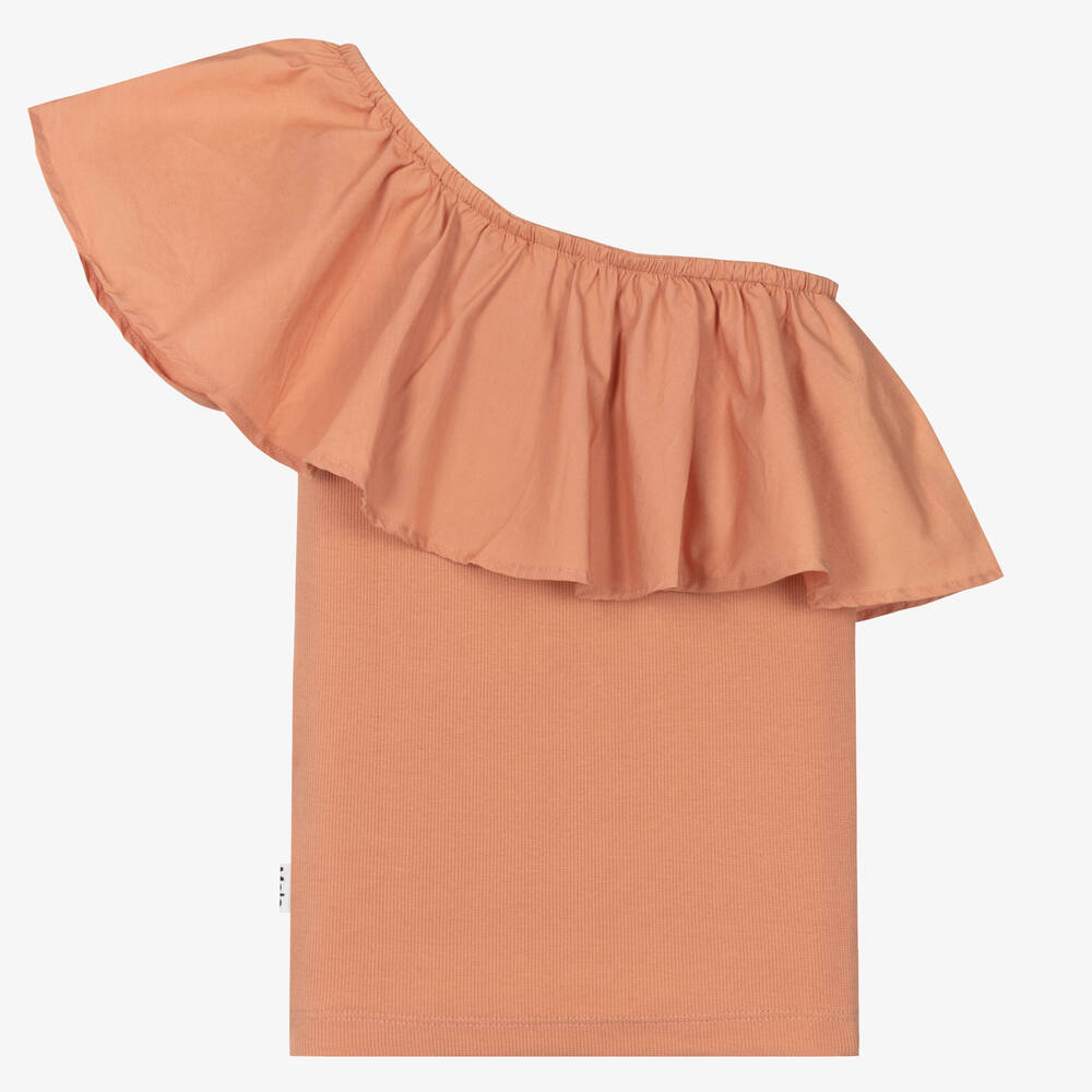 Molo-Teen Girls Pink Cotton Ruffle Top | Childrensalon Outlet