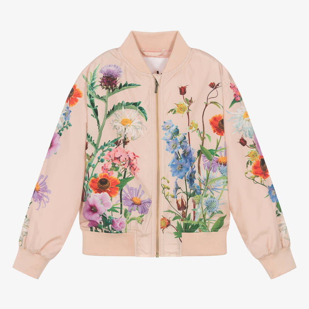 Teen Girls Pink Floral Bomber Jacket