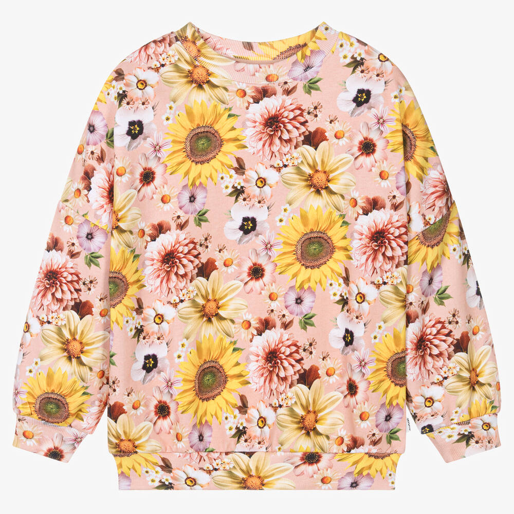 Molo - Teen Girls Pink Floral Cotton Sweatshirt | Childrensalon