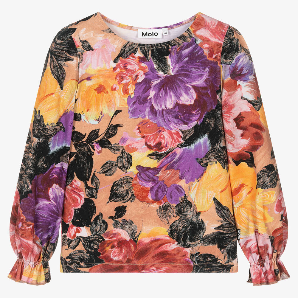 Molo - Rosa Baumwoll-T-Shirt mit Blumen | Childrensalon