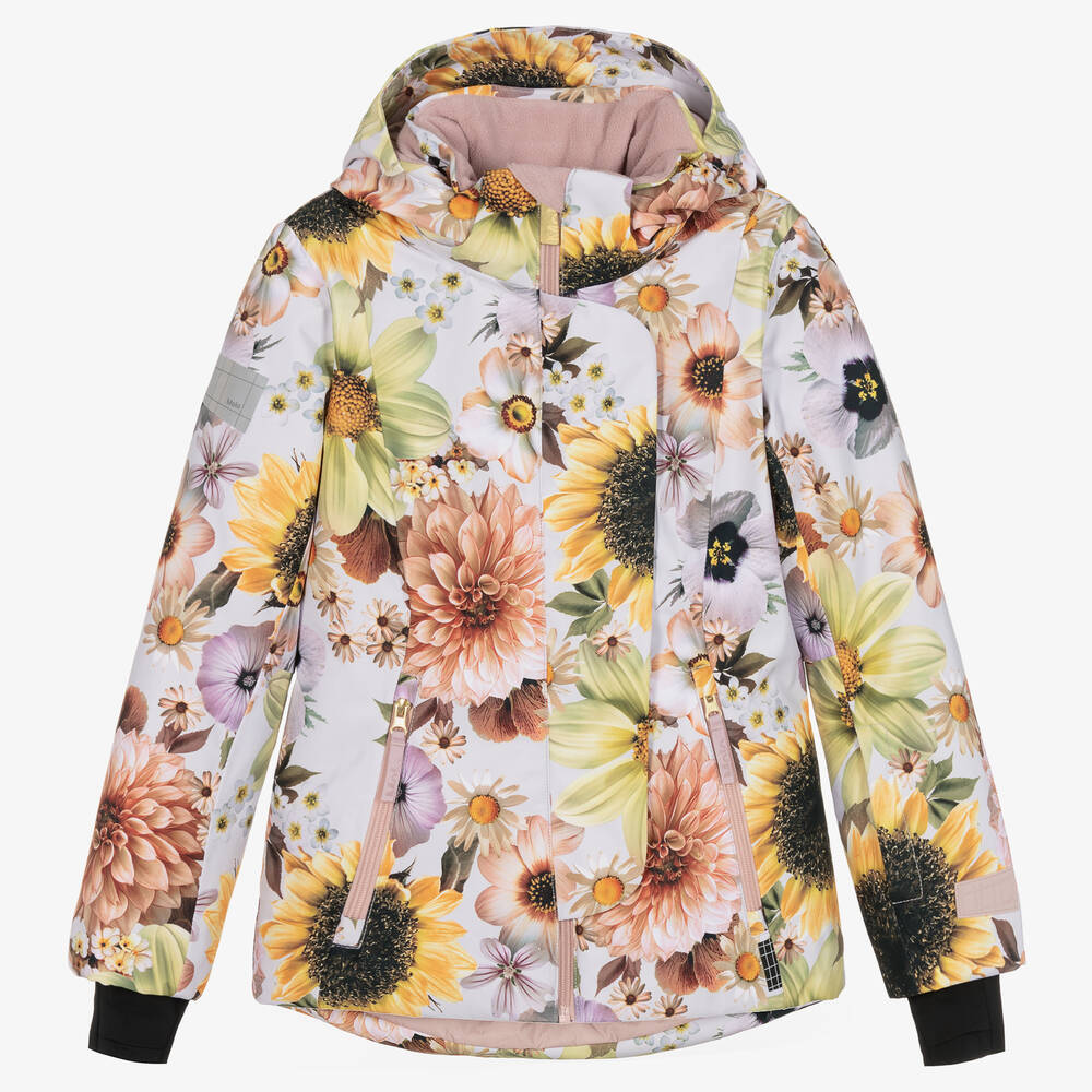 Molo - Veste de ski rose à fleurs ado | Childrensalon