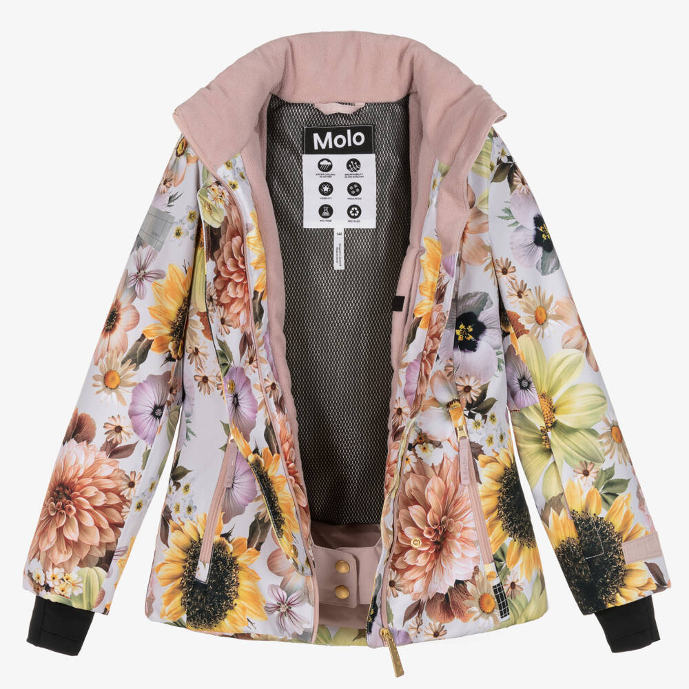 Molo-Teen Girls Pink Floral Ski Jacket | Childrensalon Outlet