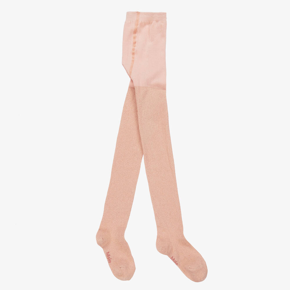 Molo - Teen Girls Pink Knitted Sparkly Tights | Childrensalon