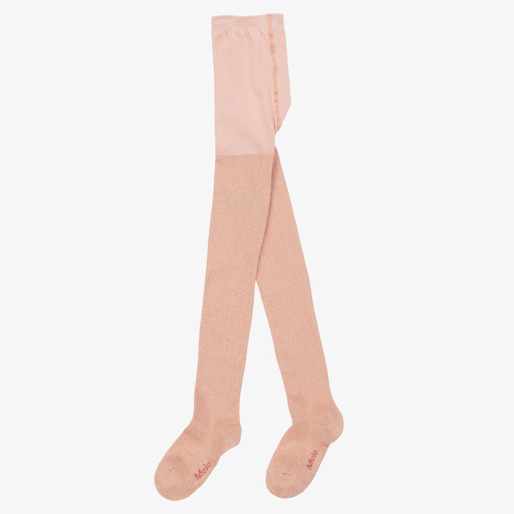 Molo-Teen Girls Pink Knitted Sparkly Tights | Childrensalon Outlet