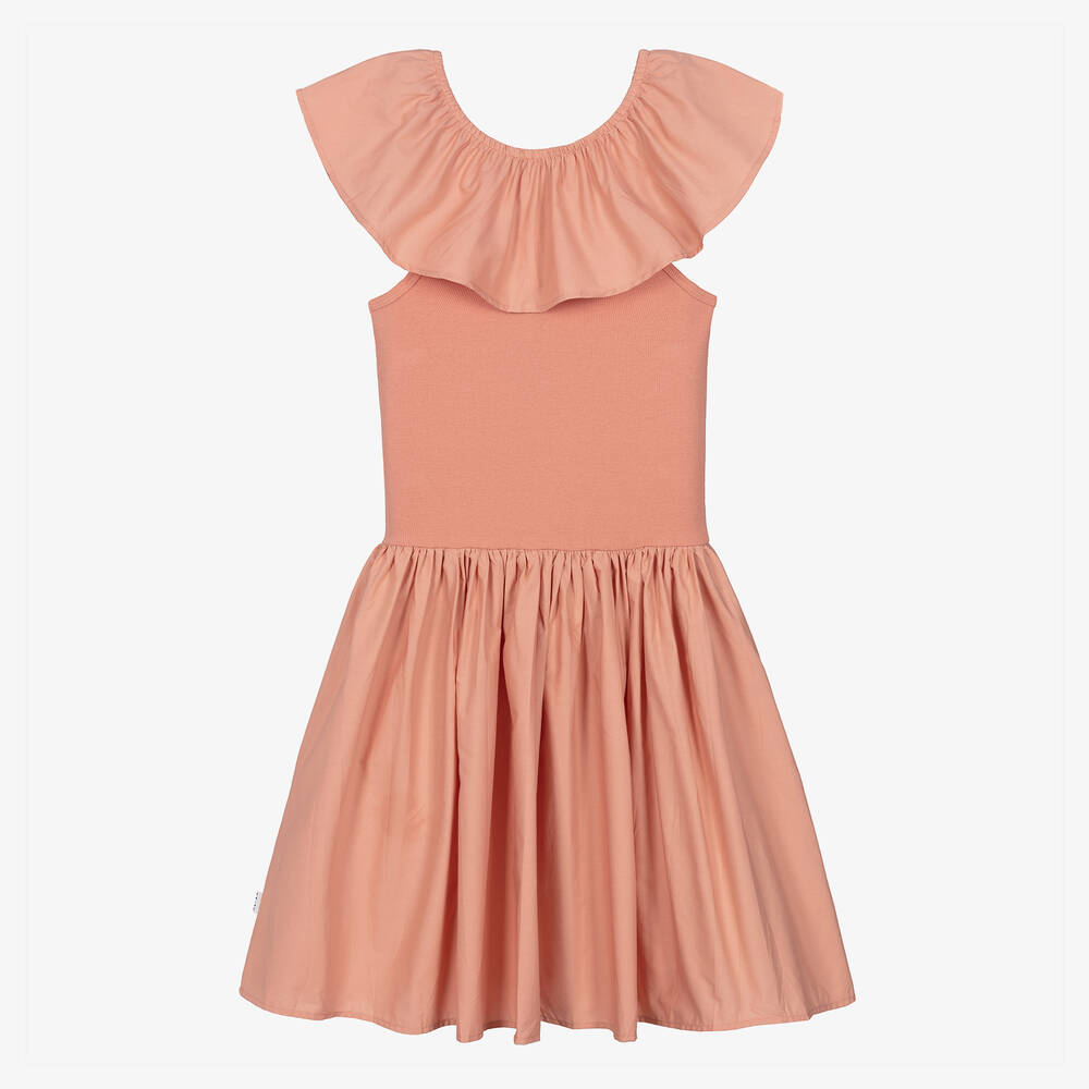 Molo-Teen Girls Pink Organic Cotton Ruffle Dress | Childrensalon Outlet