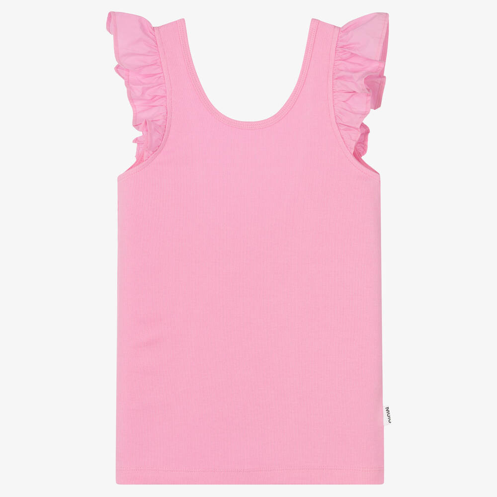 Molo - Teen Girls Pink Organic Cotton Ruffle Vest | Childrensalon