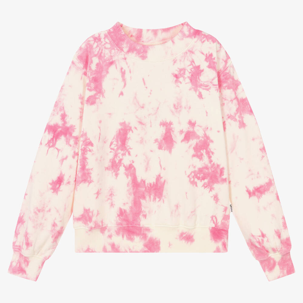 Molo - Teen Girls Pink Organic Cotton Tie-Dye Sweatshirt | Childrensalon