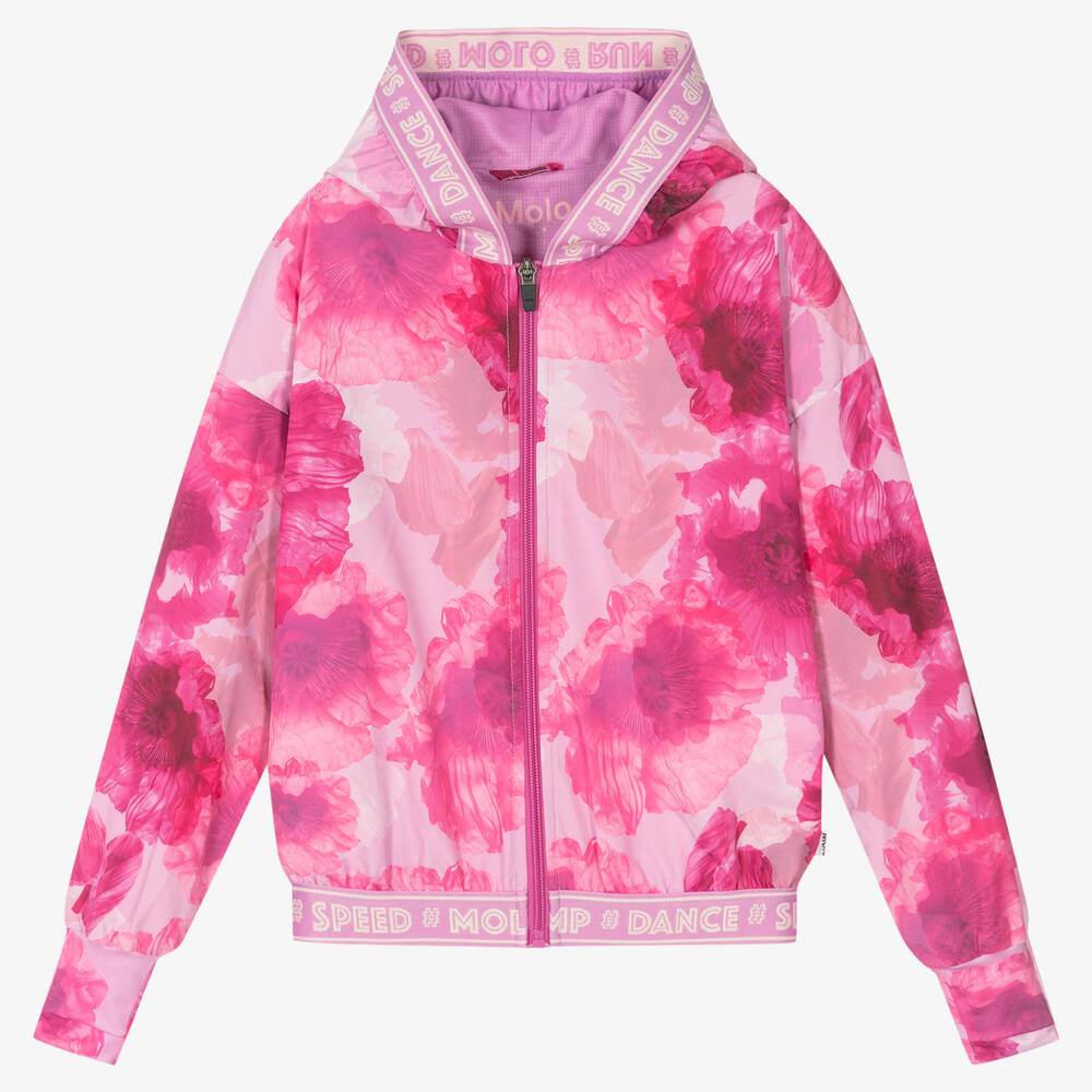 Molo - Teen Girls Pink Poppies Sports Jacket  | Childrensalon